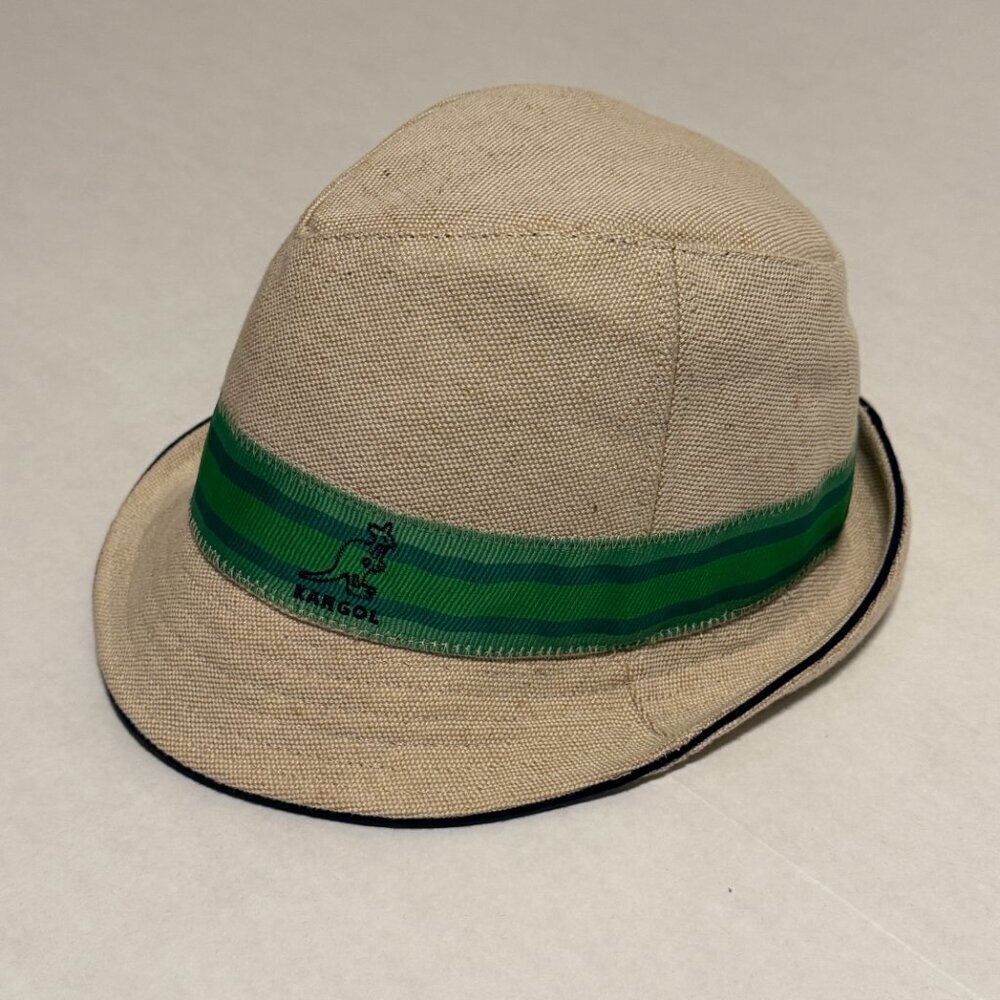 Kangol Horizon Stripe Trilby Cotton Linen Blend Fedora Hat Size Large